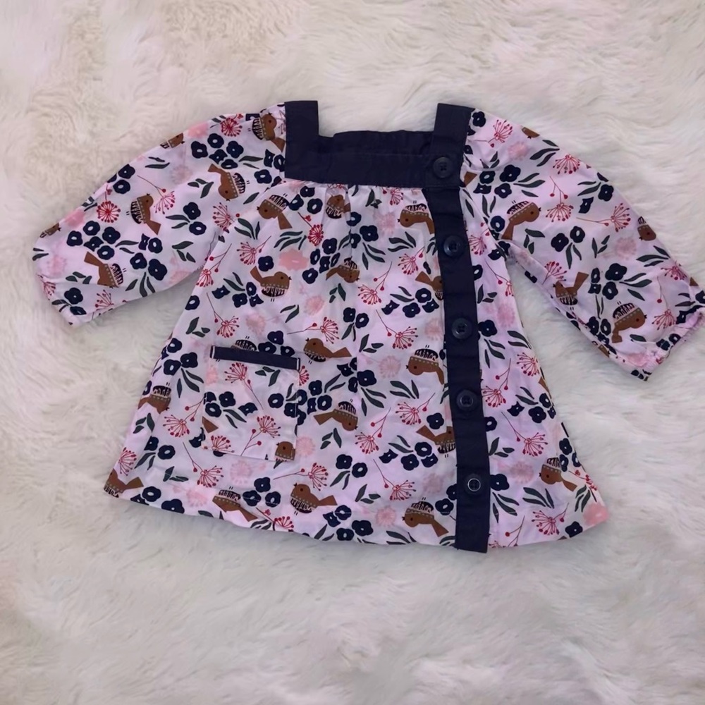 Hanna Andersson Bird Button Top, Size 60cm